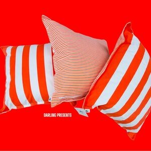 Lacoste Bastia Striped Pillows 2 Pack Color Orange & White Size 16 X 16
